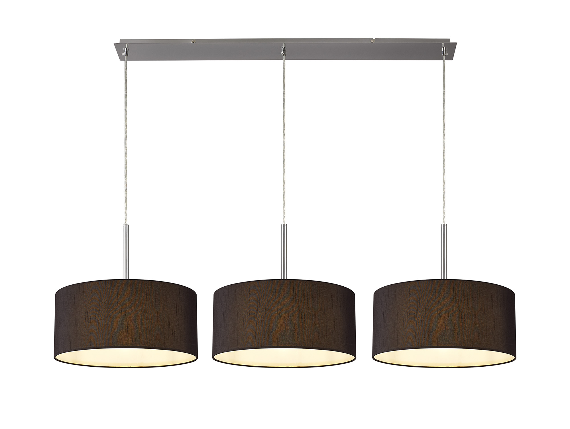 DK0599  Baymont 40cm Shade 3 Light Pendant Satin Nickel, Black